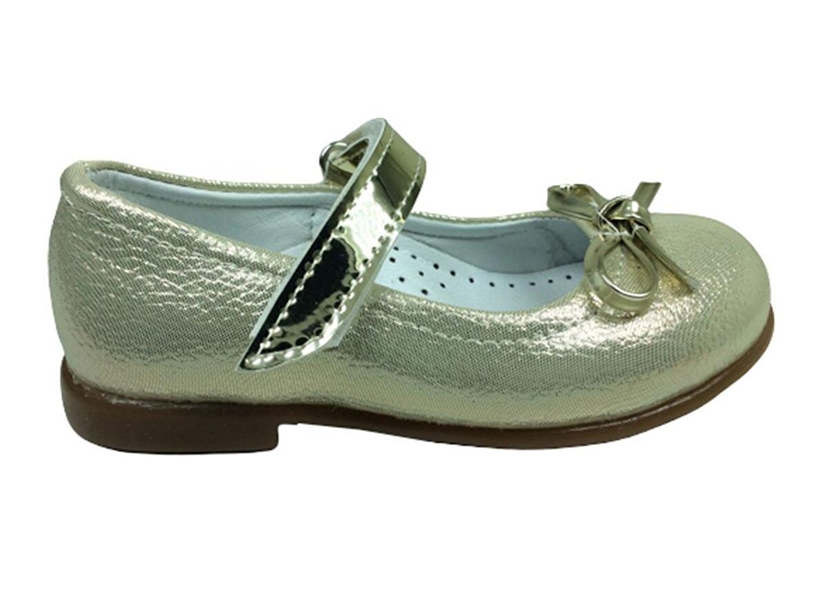 OrtopedikAL Ortaç Bebe Babet Dore Parlak Kız Çocuk Ayakkabı Cırtlı İçi % 100 Deri 